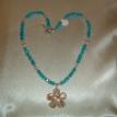 Flower Pendant and Crystal Rondelle Necklace